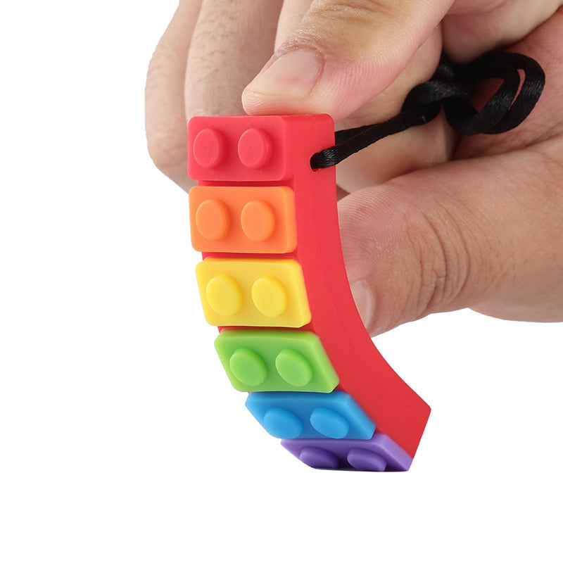 1pc Sensory Chew Necklace Brick Chewy Kids Silicone Biting Pencil