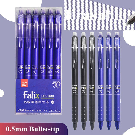 0.5mm Retractable Erasable Gel Pens Set with Refills Black Blue Gel