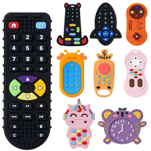 1Pc Baby Silicone Teether Toys Remote Control Shape Dental Gel Rodent