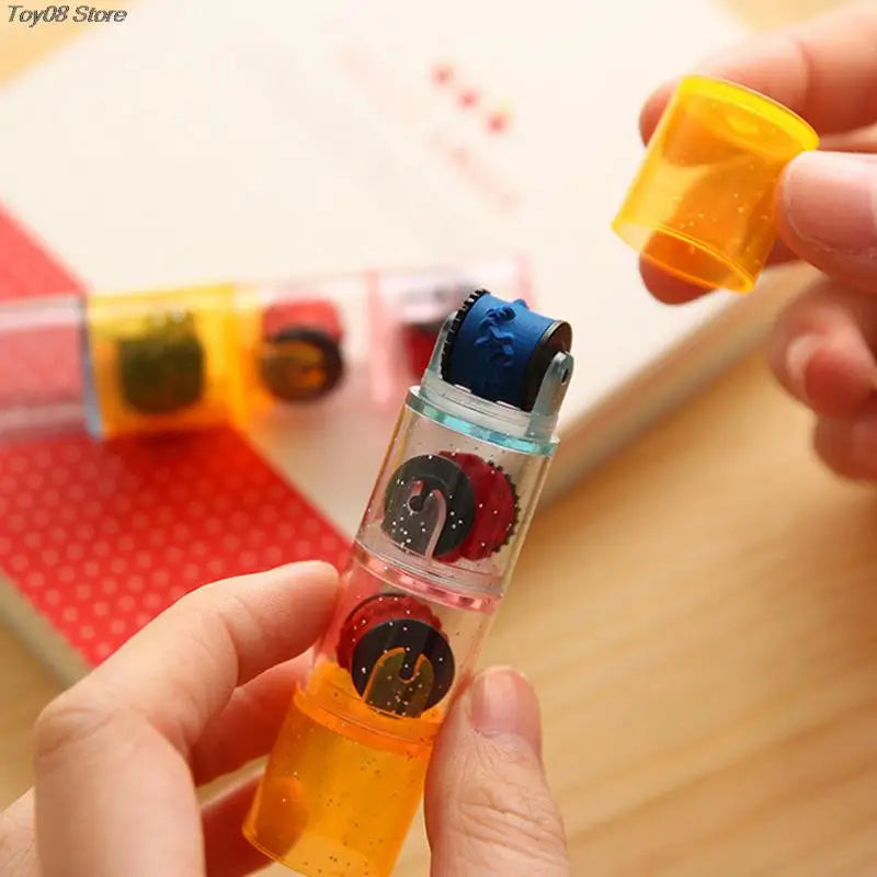 3pcs/set Mini Ink Stamp Roller Diary Seal Fun Kids Toy Ink Pad Cartoon