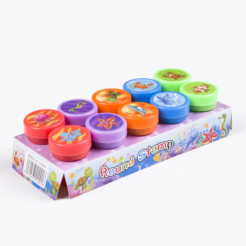 10pcs Stamps Cartoon Smiley Face Kids Self-ink Stamps Children Toy For