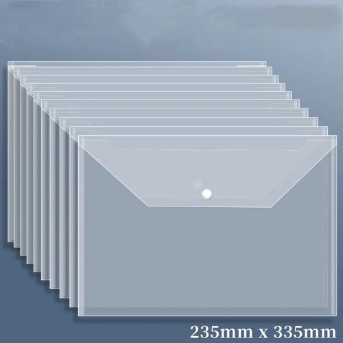 10pcs A4 Transparent Plastic File Folders Waterproof File Bag Filing